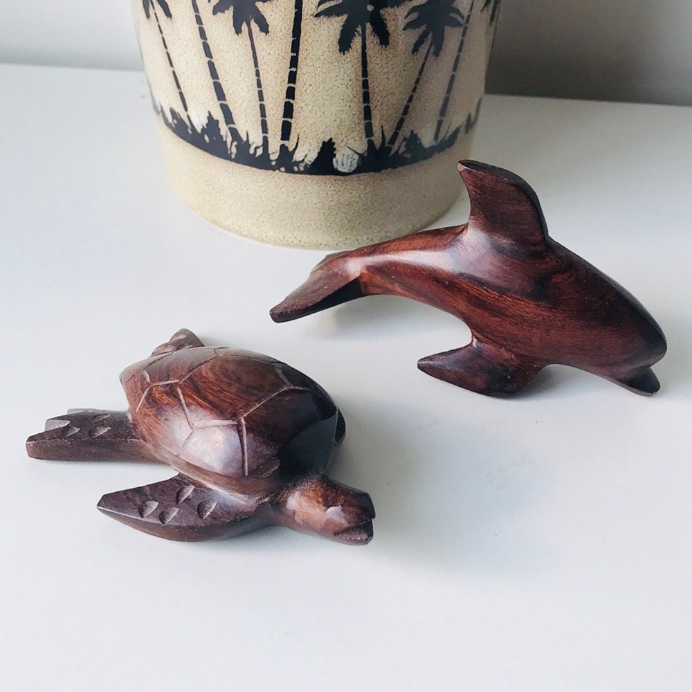Wooden Dolphin and Sea Turtle